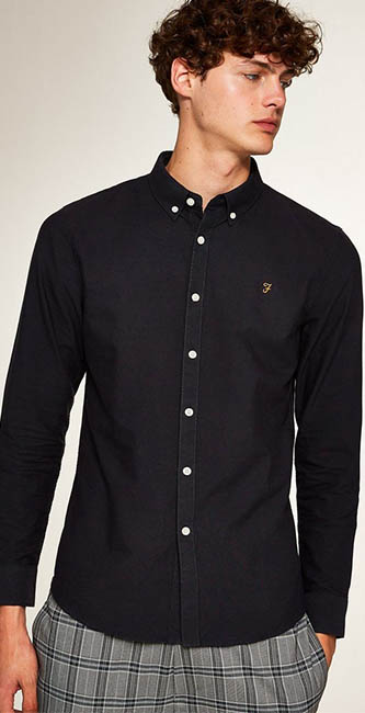 Farah Navy Brewer Long Sleeve Shirt From Topman