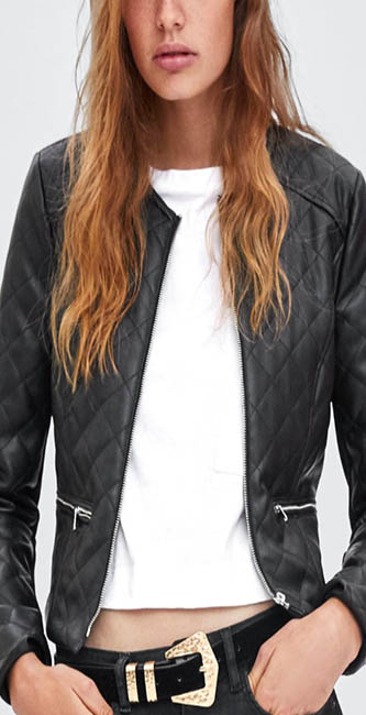 Faux Leather Puffer Jacket From Zara