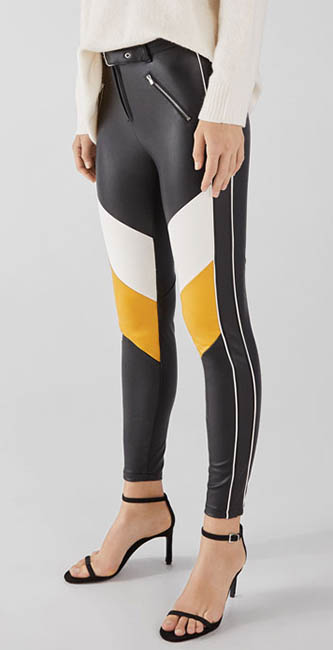 Faux Leather Three-Tone Trousers from Bershka