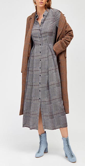 Houndstooth Midi Shirt Dress From Warehouse