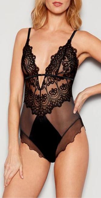 Jenny Packham Black Embroidered Silk Bodysuit from Debenhams