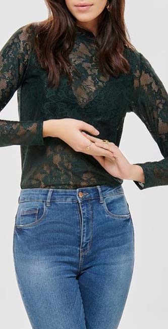 Lace Long Sleeve Top from Only