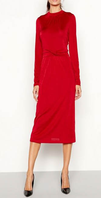 Principles Red Twist Front Slinky Jersey Long Sleeve Midi Dress from Debenhams