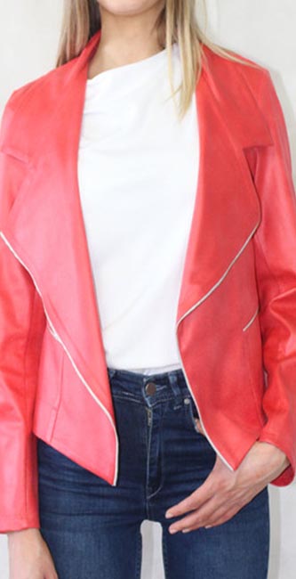 Sophieb Coral Biker Style Jacket From Pamela Scott