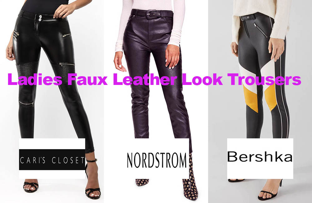 Trendy women faux leather high waist wide leg pant