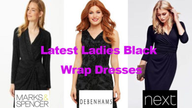 The latest ladies fashion in black wrap dresses