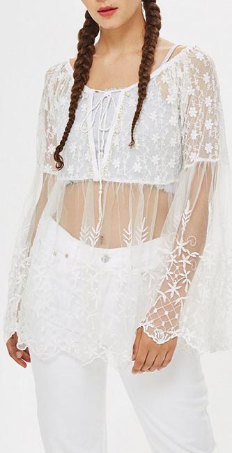 White Lucky Top by Lace & Beads from Topshop