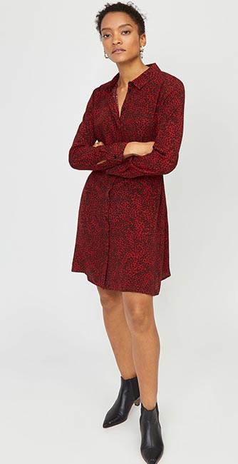 Front View Of This Leopard Print Mini Shirt Dress From Warehouse