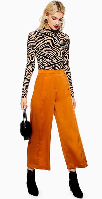 Front view of these wide trousers by Native Youth from Topshop