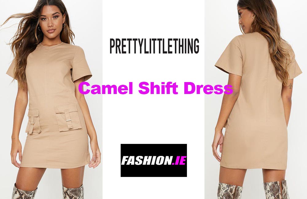 Latest fashion Camel shift dress from PrettyLittleThing