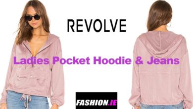 Latest fashion Pocket hoodie and jeans from Revolve