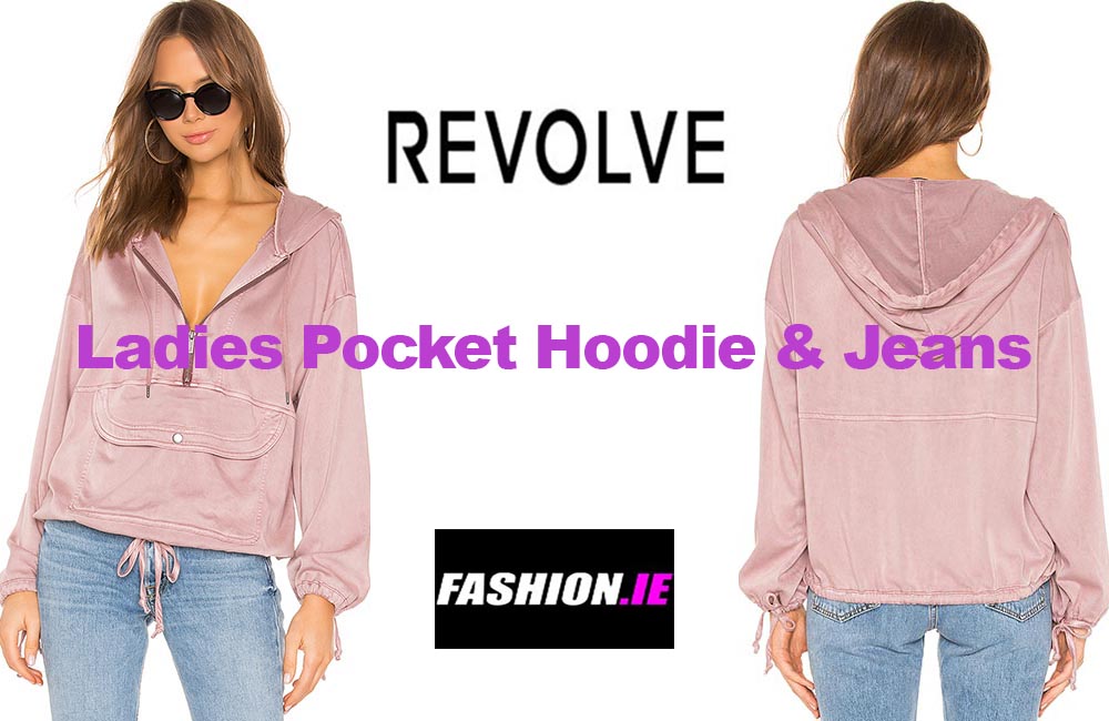 Latest fashion Pocket hoodie and jeans from Revolve