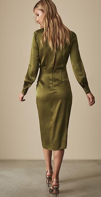 Rear View Of This Renae Satin Wrap Dress From Reiss