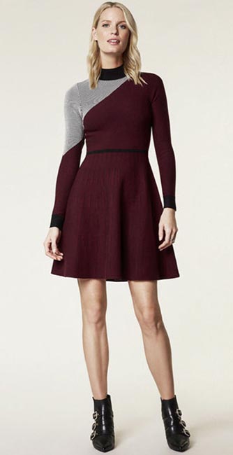Front view of this Ribbed knit skater dress from Karen Millen