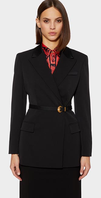 Barocco Buckle Wool Blazer From Versace