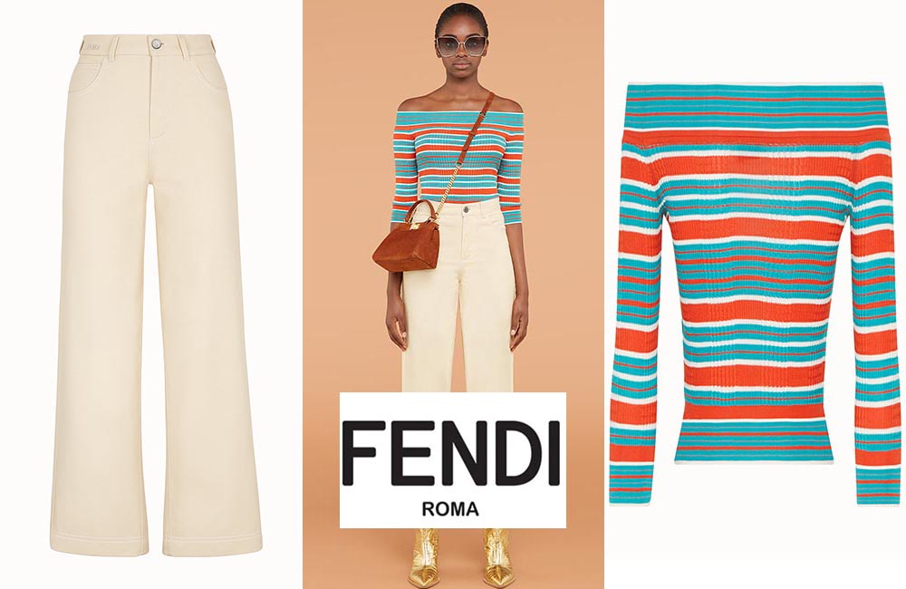 Beige trousers and pullover from Fendi