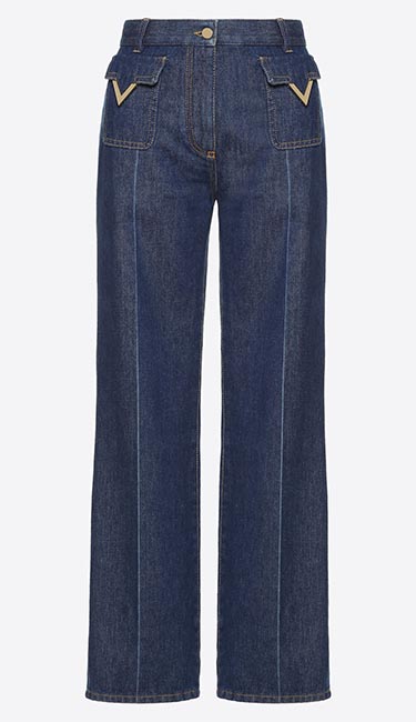 Blue jeans with V Gold detail from Valentino