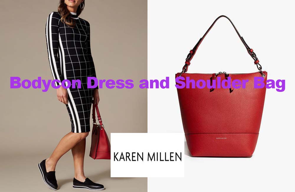 Bodycon dress and shoulder bag from Karen Millen