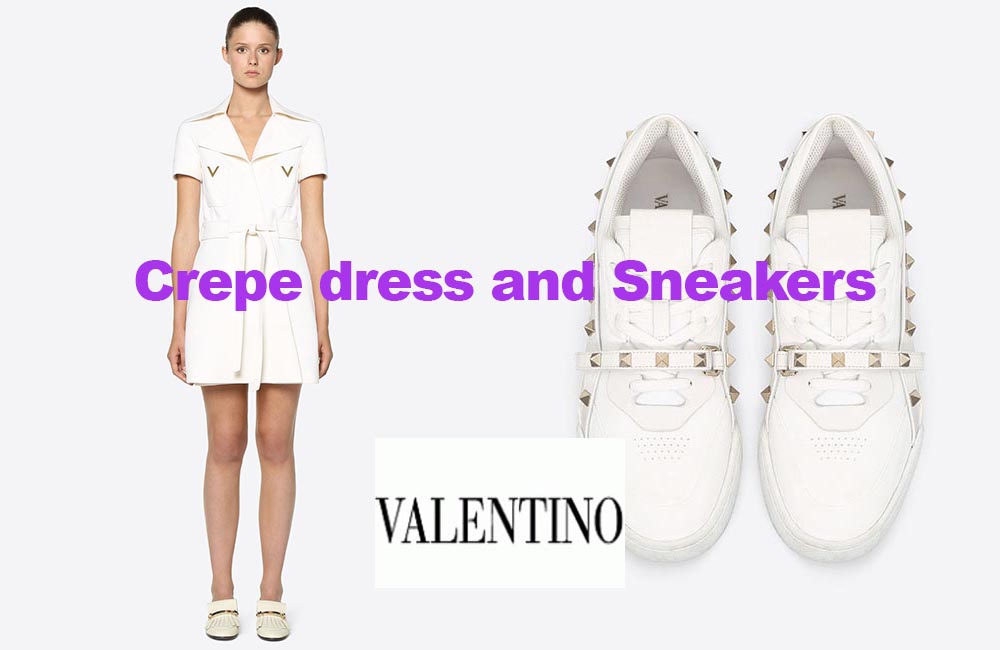 Double crepe dress and sneakers from Valentino