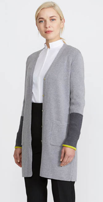 Grey Boyfriend Cardigan from Irish designer Peter O’Brien