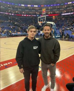 Jamie Redknapp and Charley attend a basketball game (Jamie Redknapp Instagram photo)
