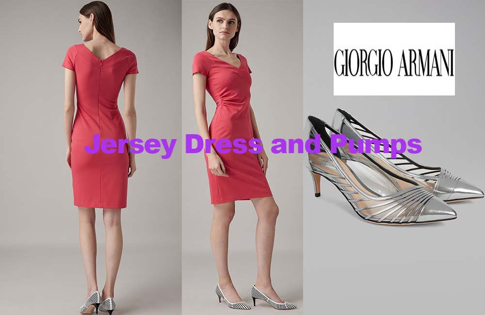 Jersey dress and wet look pumps from Giorgio Armani