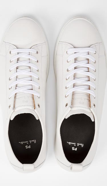 Men'S White Calf Leather 'Miyata' Trainers From Paul Smith