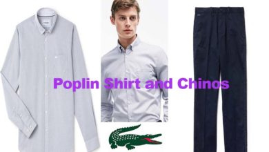 Men’s poplin shirt and chinos from Lacoste