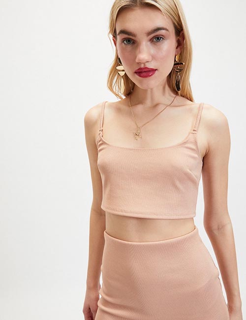Pink Glitter Strap Detail Crop Top from Miss Selfridge