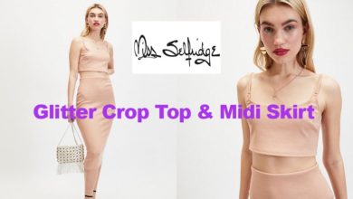 Latest fashion crop top and midi skirt from Miss Selfridge