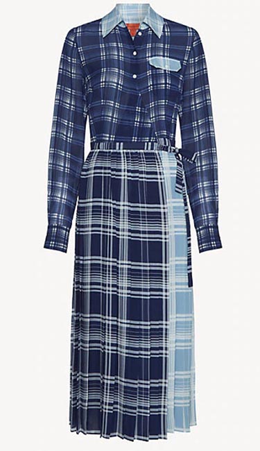 Pleated Silk Check Dress from Tommy Hilfiger