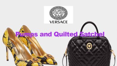 Quilted satchel bag and pumps from Versace