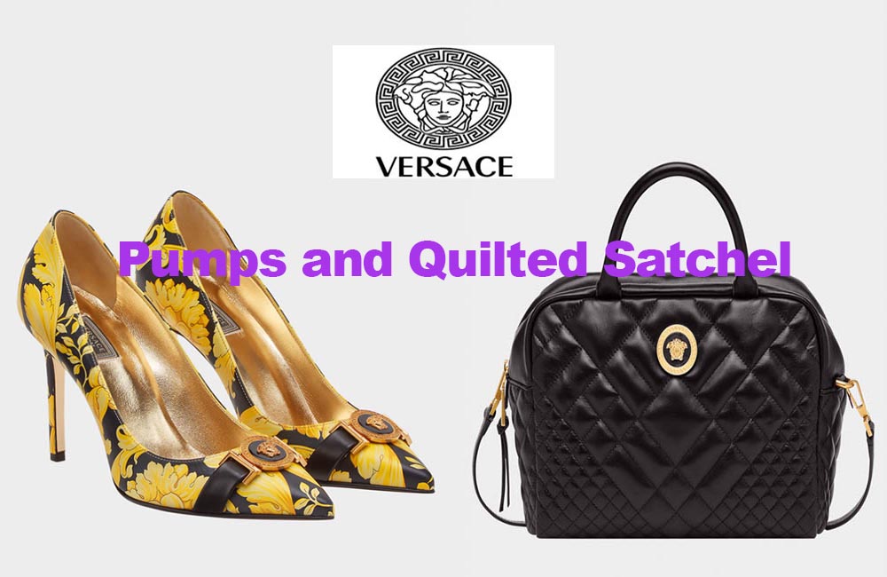 Quilted satchel bag and pumps from Versace