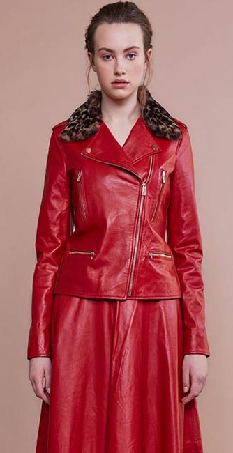 Red Leather Biker Jacket from Irish designer Umit Kutluk