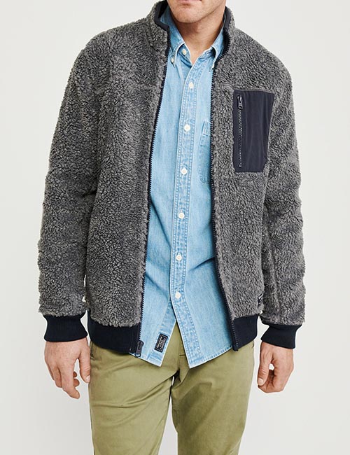 Sherpa Full Zip Jacket From Abercrombie &Amp; Fitch