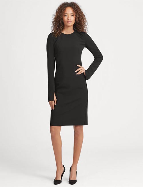 Stretch Wool Sleeve-Slit Dress From Ralph Lauren