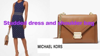 Studded dress and shoulder bag from Michael Kors