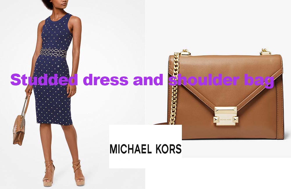 Studded dress and shoulder bag from Michael Kors