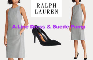 Wool dress and suede pump from Ralph Lauren