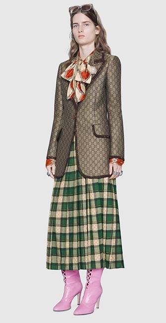 Woollen canvas jacket and skirt from Gucci
