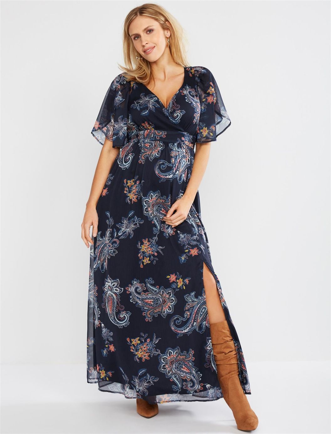 Jessica Simpson Surplice Maxi Maternity Dress