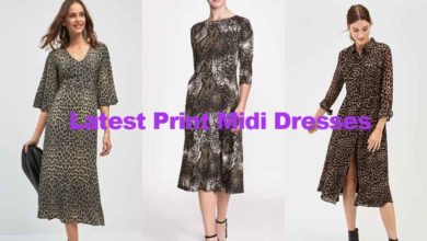 Latest fashion review of ladies print midi dresses